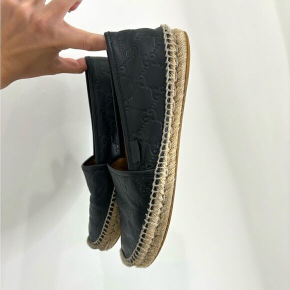 Gucci Black Guccissima Leather Pilar Espadrille Flats - Picture 7 of 15